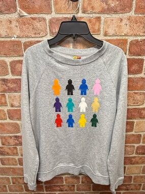 Kids XXL Gray Sweatshirt with Colorful LEGO Minifigure